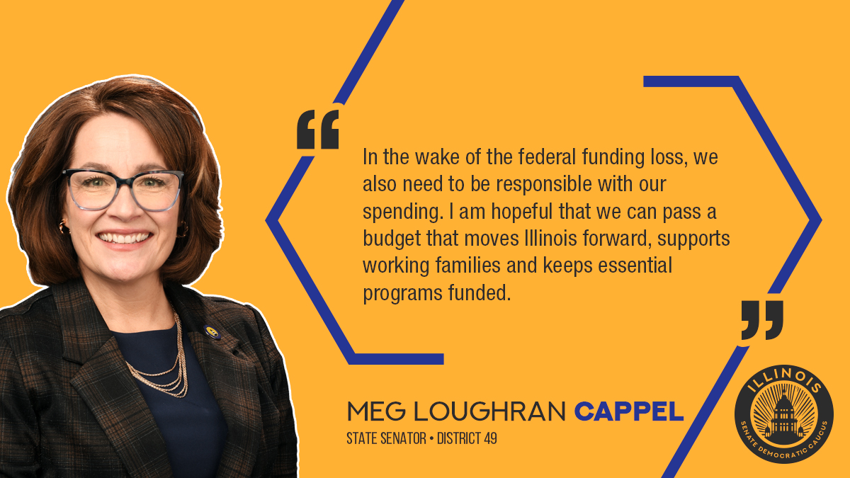 In the wake of the federal funding loss, we also need to be responsible with our spending. I am hopeful that we can pass a budget that moves Illinois forward, supports working families and keeps essential programs funded.