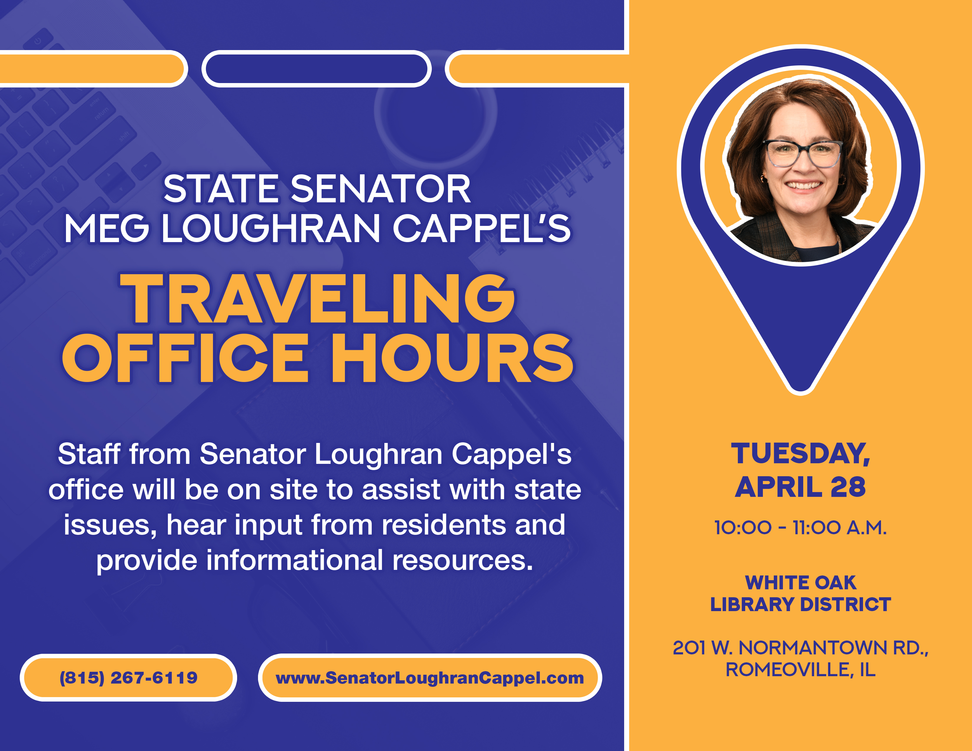 State Senator Loughran Cappel Traveling Office Hours 4/28/26